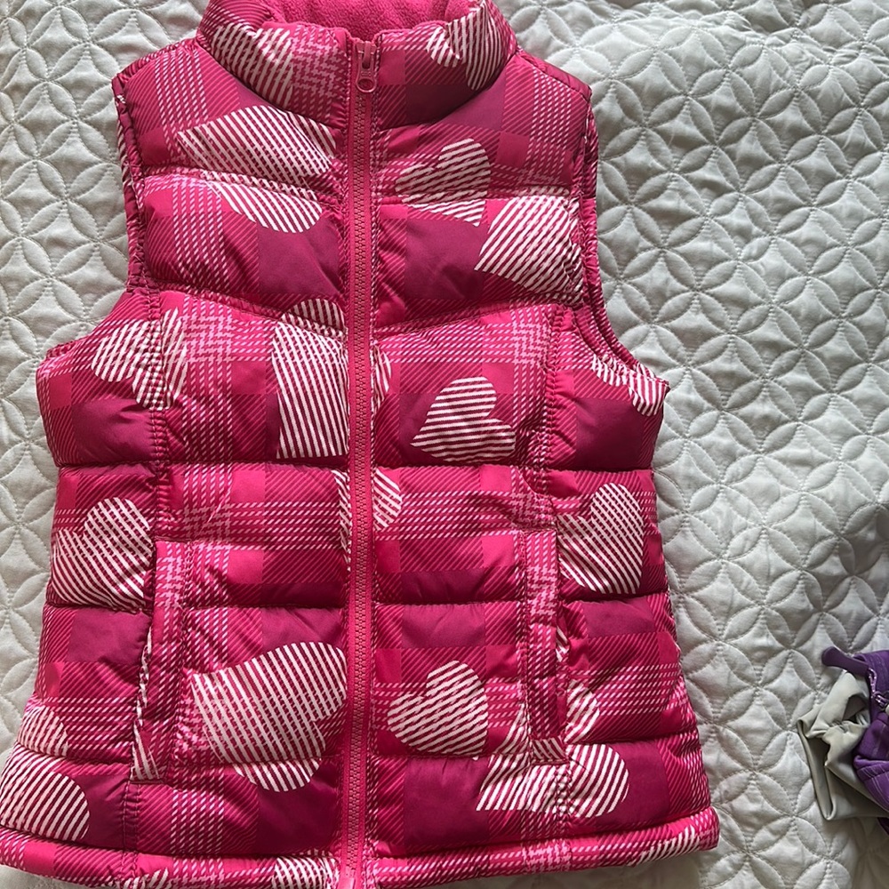 Pink and white hearts puffer vest